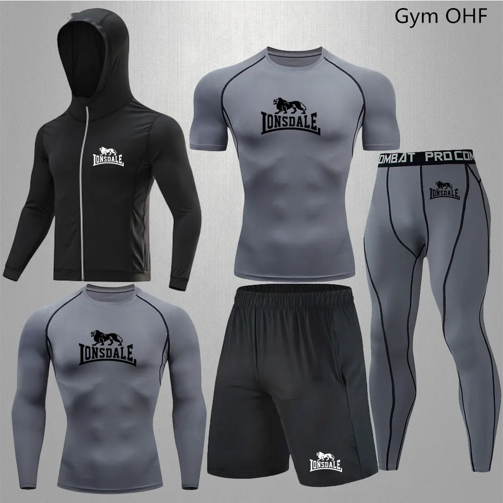 Vêtements de Sport pour hommes, combinaisons de Compression, Fitness, ensemble de course, Sport en plein air, Jogging, séchage rapide, serré, ensemble de 5 pièces, Rashguard