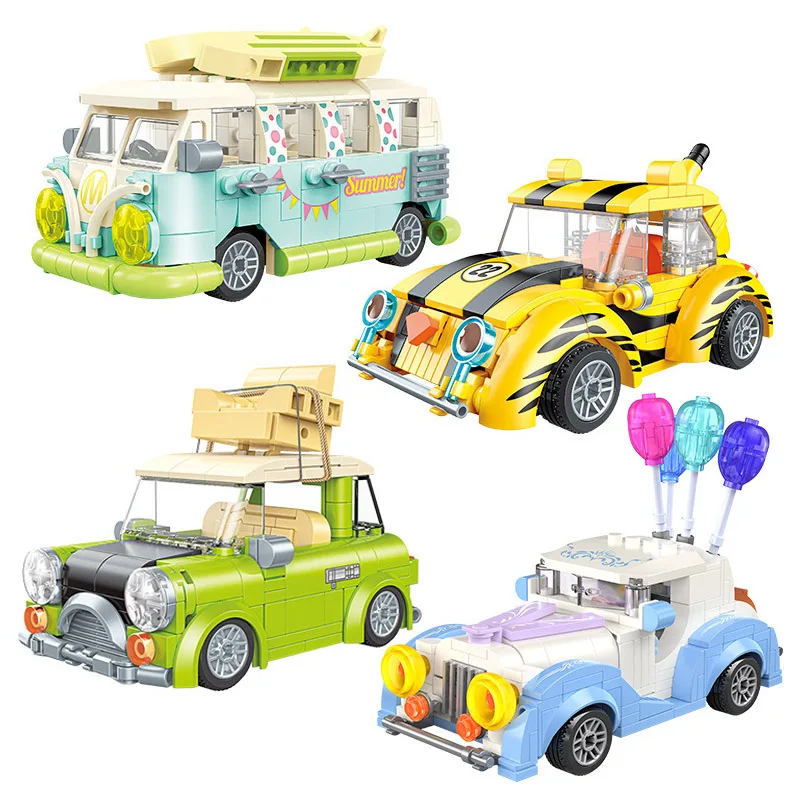 JAKI-Mini blocs de construction de voiture de mariage, modèle de camping-car Ballon, décoration de fête de mariage familiale, briques de bus, jouets créatifs, cadeau pour filles