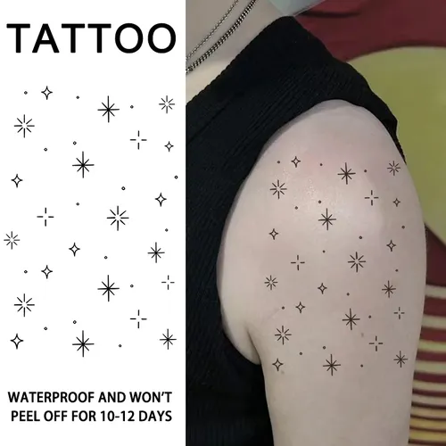 1 pièces autocollants de tatouage temporaire imperméables petite étoile, imperméables longue durée pour une à deux semaines, tatouages temporaires.