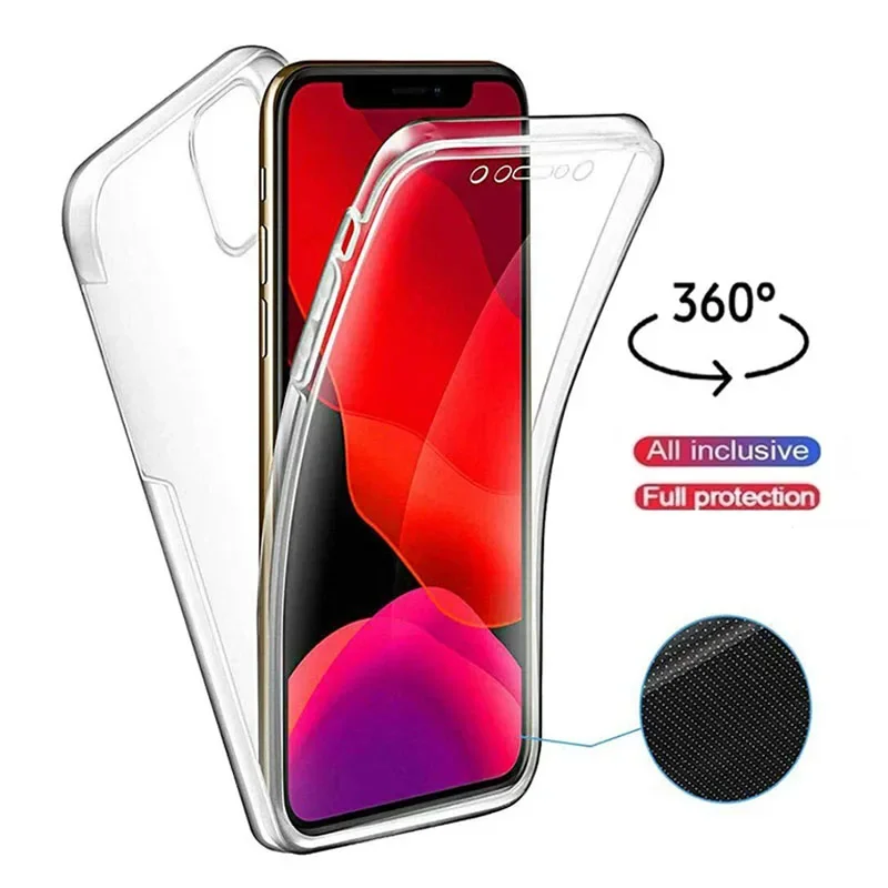 Custodia per telefono trasparente 360 Full Wrap per iPhone 17 16 15 14 Pro Max 13 12 11 SE2/SE3 Xr Xs 7 8 Plus Cover posteriore