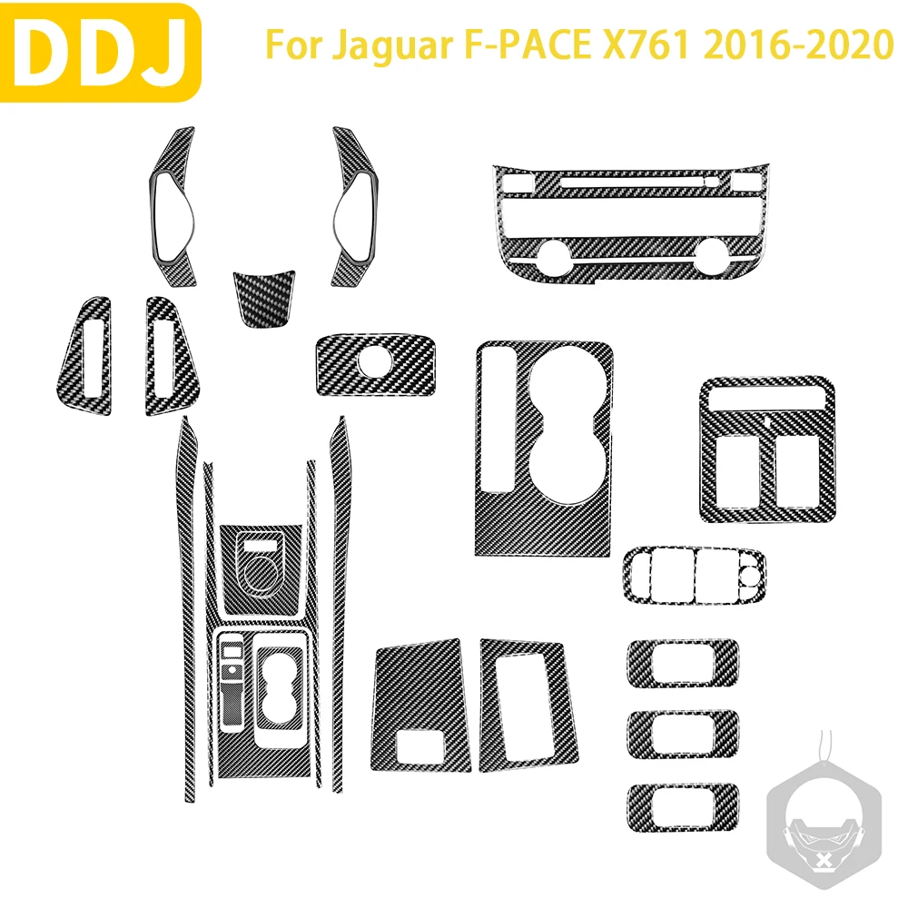 Per Jaguar F-PACE X761 XE X760 XF X260 XJ 2016 2017 2018 2019 2020 Accessori Adesivi In Fibra di Carbonio Auto Interni Decorativi