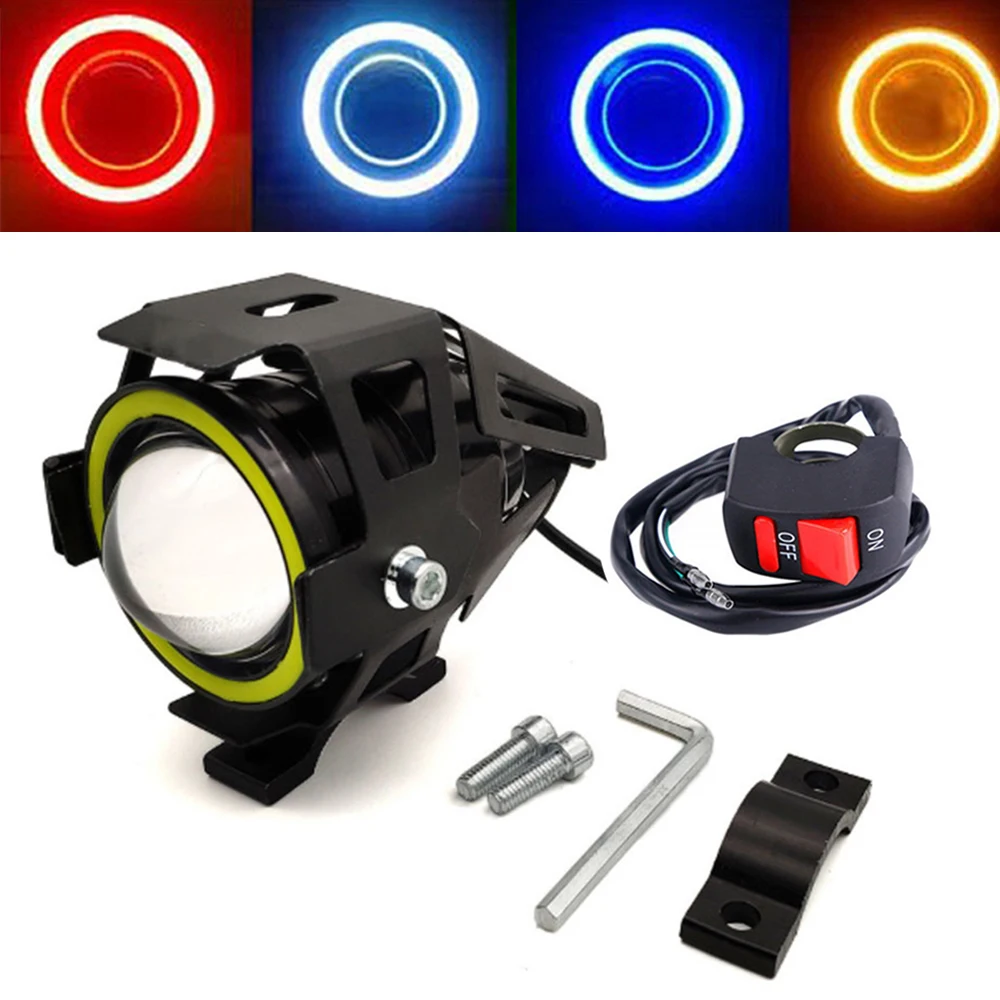 U7 Faretti per moto Lente Bianco Blu Rosso Giallo Angel Eye LED Moto Faro Auto LED Fendinebbia Moto Guida Lampada frontale
