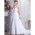 Maniche lunghe Vestido De Noiva Gonna in organza Abiti da sposa Bellissimi nastri Abiti da sposa Abito da sposa in pizzo personalizzato