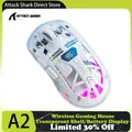Mouse da gioco wireless RGB trasparente FreeWolf A2 con display a batteria, 2,4 Ghz/Bluetooth, sensore PixArt PAW3212