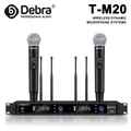 Sistema microfonico portatile wireless Debra T-M20, kit microfono wireless a doppio canale UHF True Diversity, per karaoke, feste