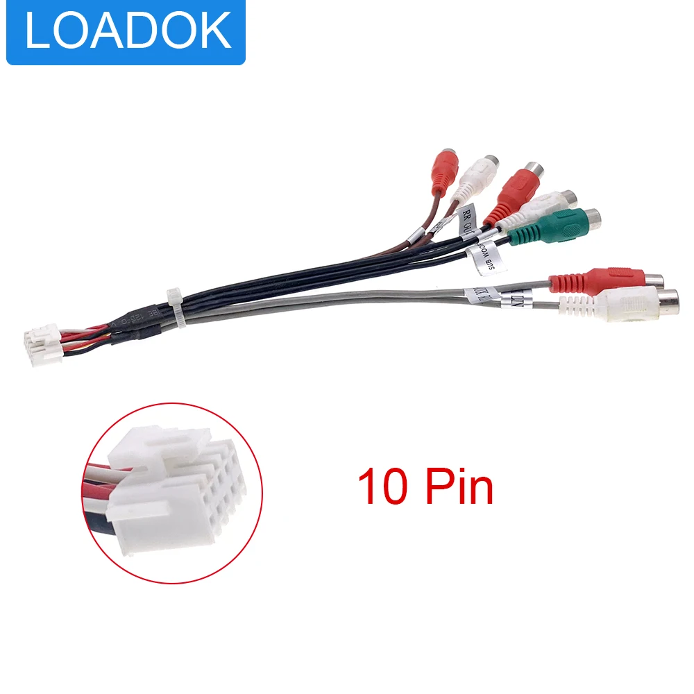 10 Pin Universal Auto Radio RCA Ausgang Kabelbaum Aux Eingang SUB Woofer Kabel Adapter Stecker Android DVD Navigation Image