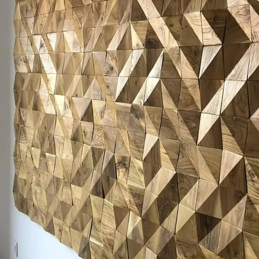 Natürliche Massivholz Mosaik Hintergrund 3D Holz Akustische Diffusor Panel Mosaik Fliesen Hotel Musik Bar Café Wand Dekoration