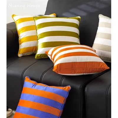 Zucker Streifen Dopamin Farben Samt Kissen bezug zurück Kissen bezug Sofa Wohnkultur Kinder Kind Kreativität Geschenk Image