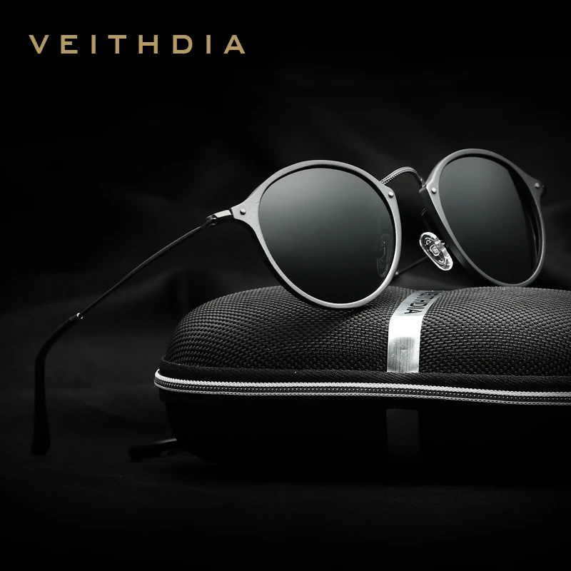 VEITHDIA Männer Sonnenbrille Mode Runde Unisex Sonnenbrille Polarisierte Beschichtung Spiegel Sport Fahren Männliche Brillen Für Frauen 6358