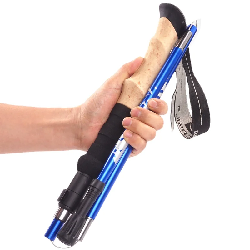 Carbonfaser 5-teilige Ultraleichte Trekkingstöcke Wanderstock Trail Running Wandern Alpenstock Faltbar Image