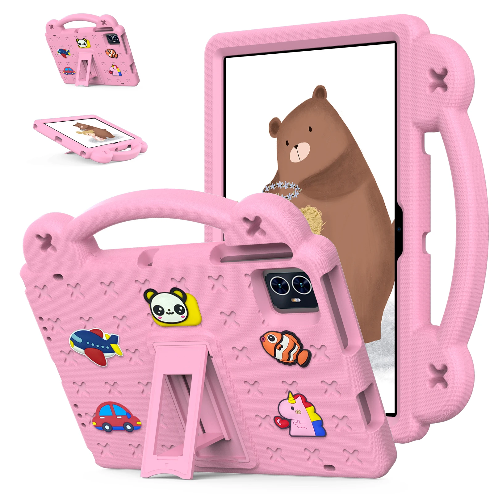 EVA-Bär-Ständer, bunte Hülle für Teclast M50 HD Pro 2023, 10,1 Zoll, mit Handhalter, Halterung, Tablet-Abdeckung für Kinder, stoßfest Image