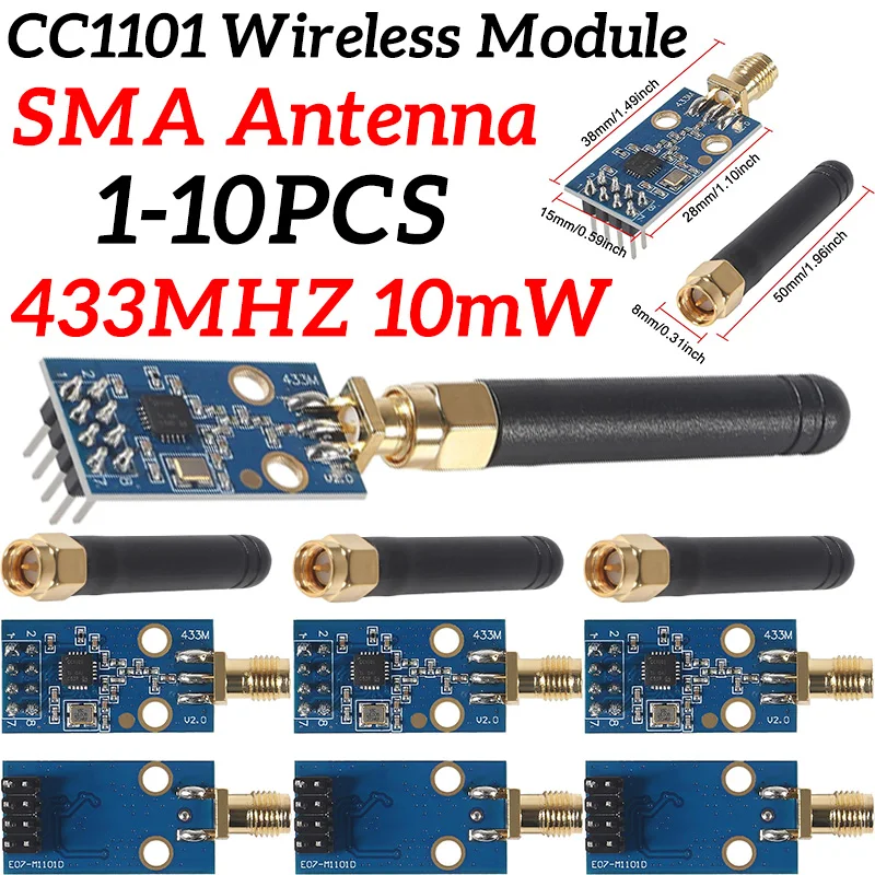 CC1101 Wireless-Modul mit SMA-Antenne Wireless-Transceiver-Modul für Arduino 433 MHz Image