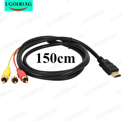 1,5 M HDMI-kompatibel Zu 3 RCA Konverter Kabel AV Zu HDMI-comp Adapter Kabel unterstützung 480 P/720 P/1080 P Geeignet Für TV Box Computer Image