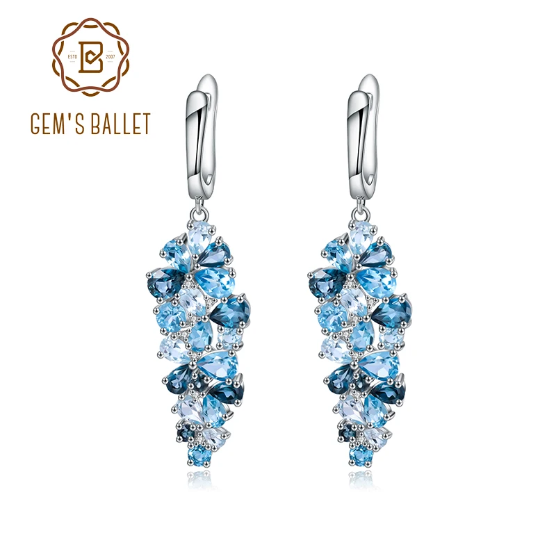 GEM'S BALLETT Natürliche London Blau Reine Topas 925 sterling silber Ohrringe Mix Edelsteine Ohrringe Modeschmuck Für Frauen Image