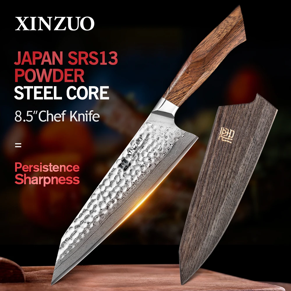 XINZUO 8.5 ''Chef Küchenmesser Japanischen SRS13/R2/SG2 Pulver Stahl Core Damaskus Stahl Fleisch Messer Wüste ironwood Griff Image