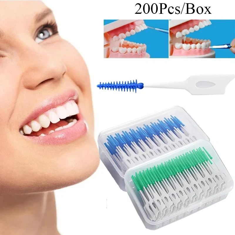 100 stücke Interdentalbürsten Silikon Pinsel Dental Zahnstocher Pinsel Zwischen Zähne Silikon Zahnstocher Mit Gewinde Oral Reinigung Werkzeug Image