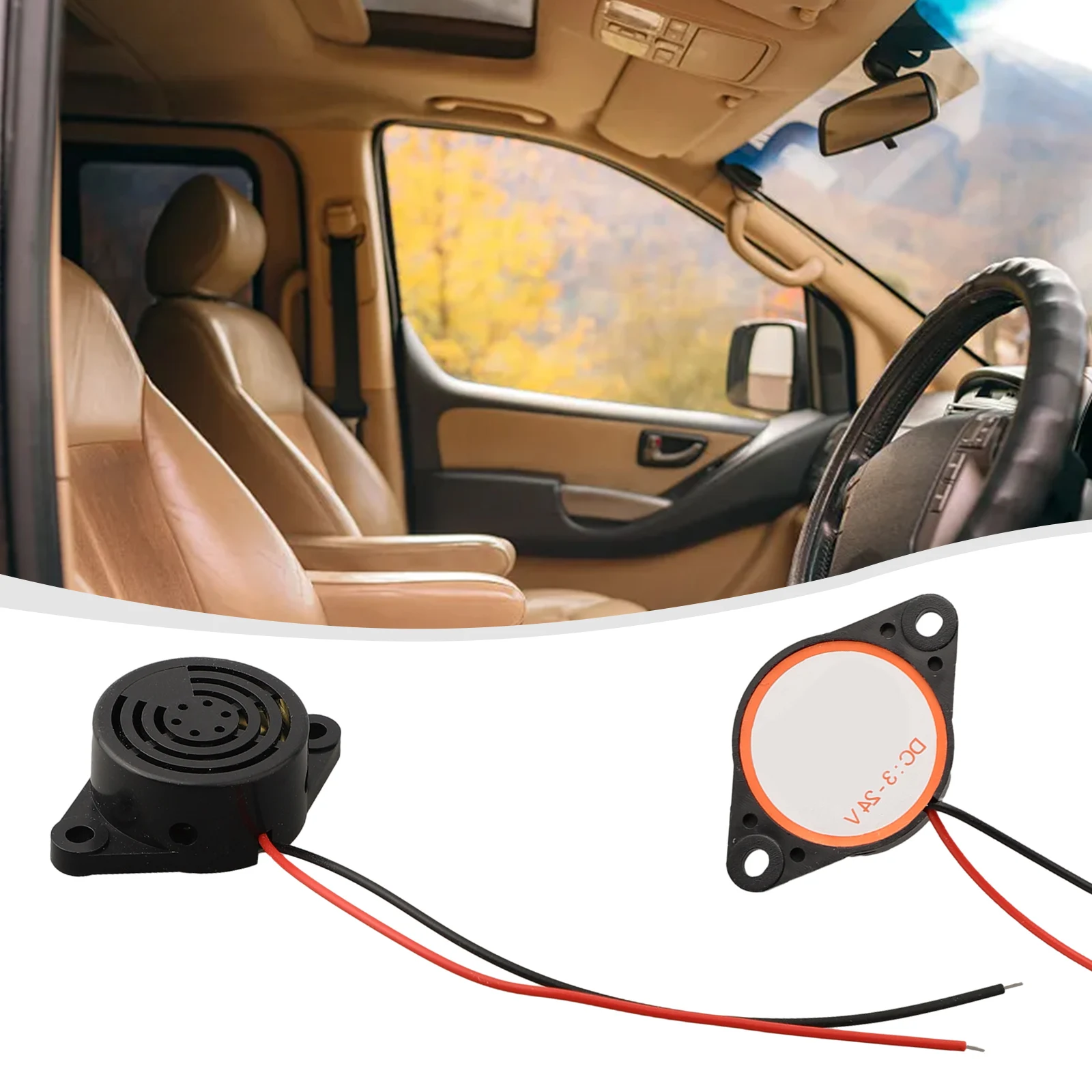 DC3V-24V 100db schwarzer elektronischer Summer Piepton Alarm Ringer kontinuierlicher Sound Auto Truck inter mit tieren der Alarm Autozubehör Image