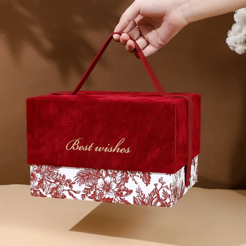 1 Stück Hochzeit rote Flanell Geschenk box Snacks Süßigkeiten Geschenk dekorative Verpackung Box Party Dusche kontinentale Einkaufstasche am Valentinstag Image