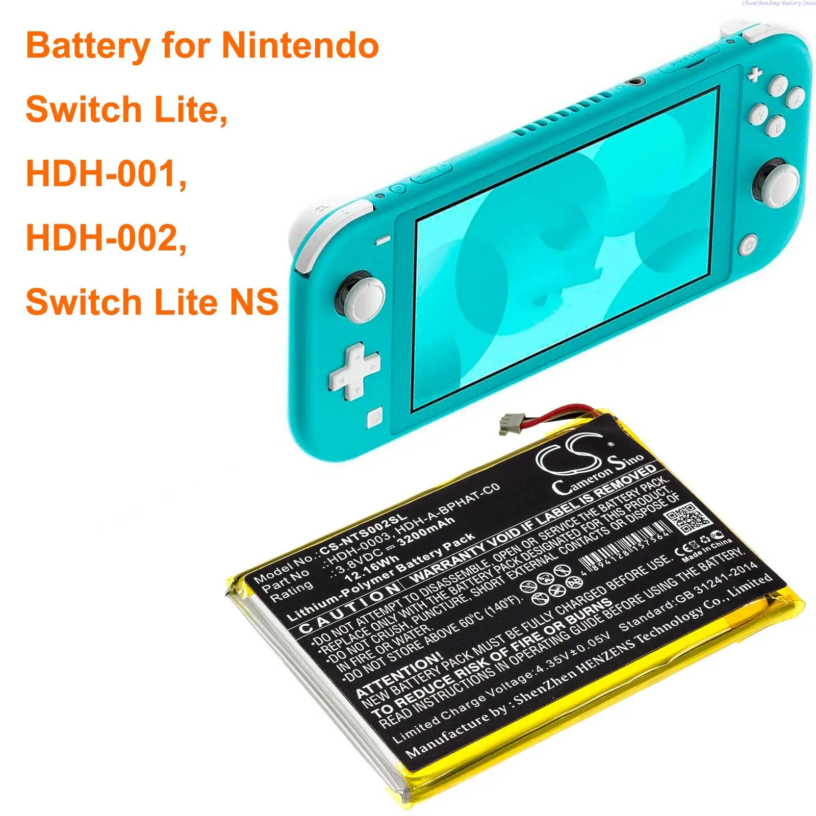 Cameron sino 3,8 v 3200mah spielkonsole batterie HDH-003, HDH-A-BPHAT-C0 für nintendo HDH-001, HDH-002, switch lite ns tool Image