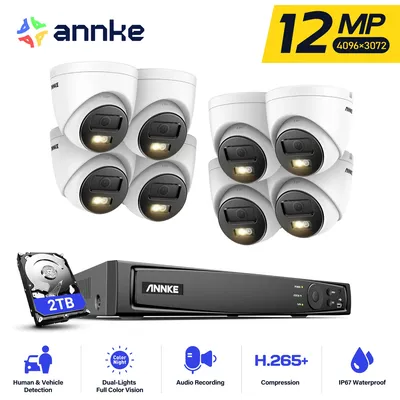 ANNKE 12MP Smart Dual Licht Kamera Kits Sicherheit Cam 8CH NVR 8PCS POE Kamera Outdoor CCTV Video Überwachung Schutz kamera