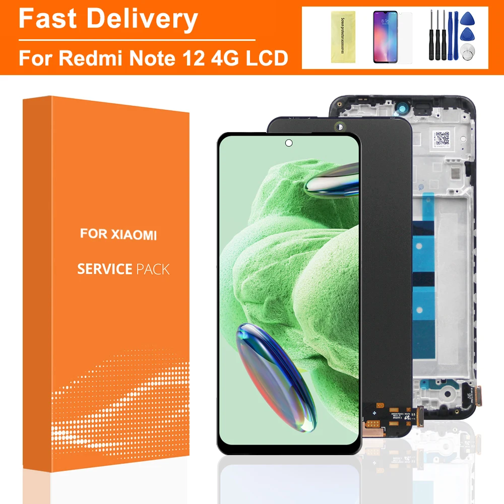 Oled bildschirm für xiaomi redmi note 12 4g 100raaeg 23021 raa2y lcd display touchscreen mit rahmen für redmi note 12 4g lcd Image