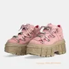Punk Plattform Niet Damen stiefel Herbst neue runde Zehen Street Rock Sport Freizeit schuhe