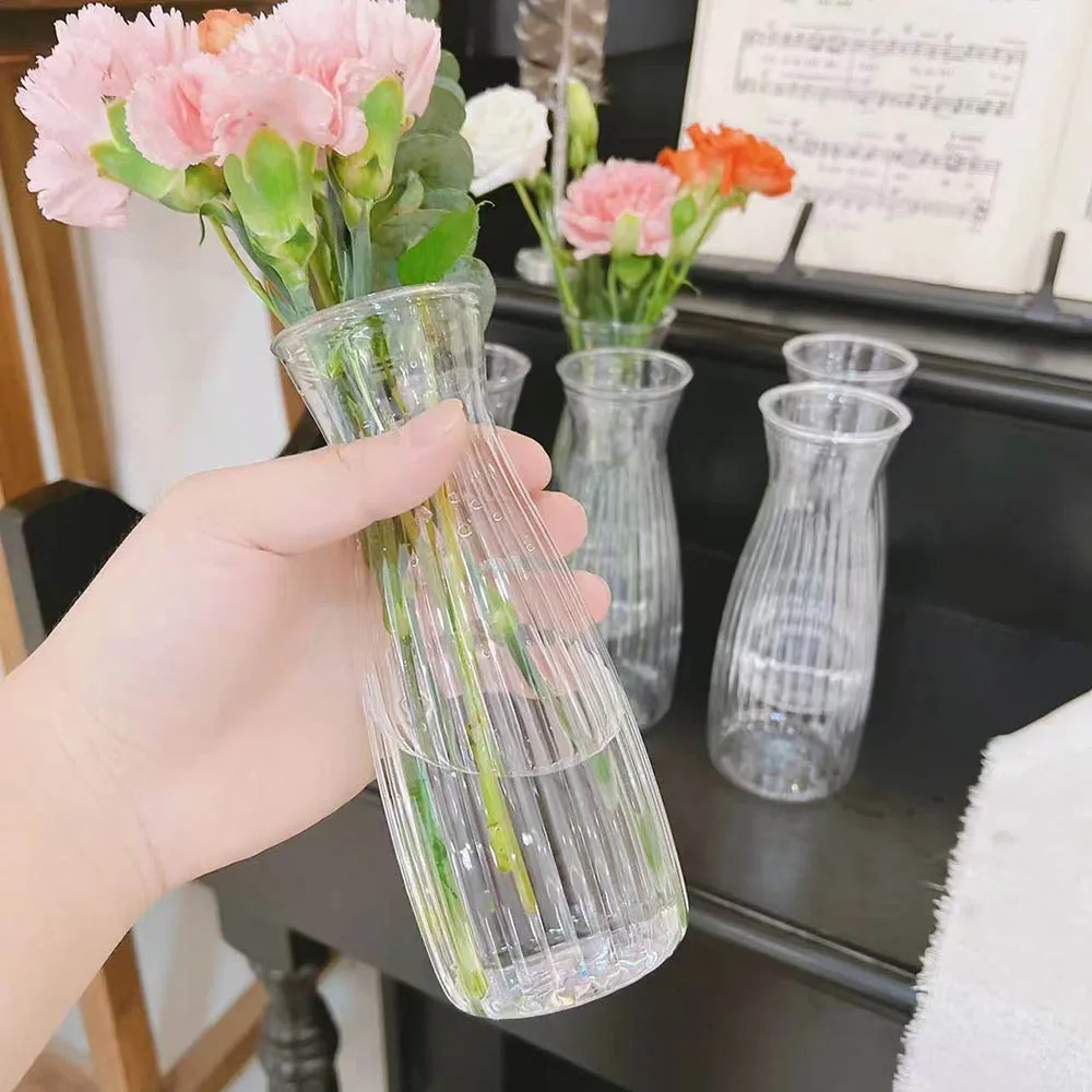 Nordic Transparente Kunststoff Vase Blume Anordnung Container Kreative Hydrokultur Pflanze Blume Vasen Hause Wohnzimmer Schreibtisch Dekor Image