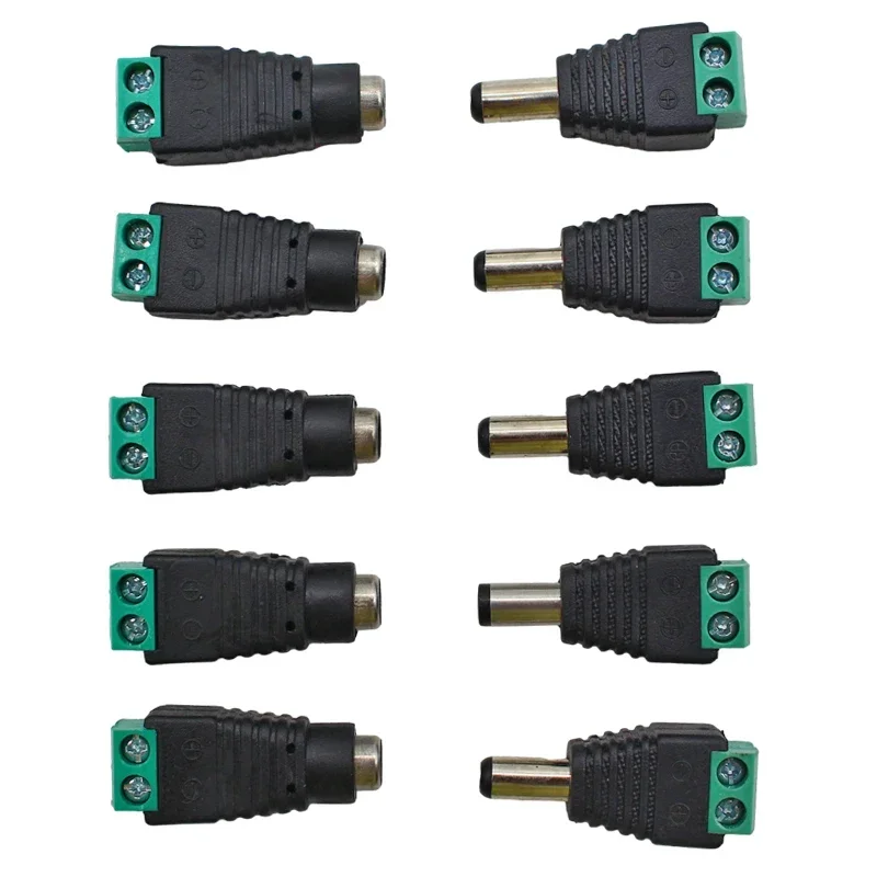 5pairs DC 12V Männlich Weiblich Anschlüsse 2,1*5,5mm Power Stecker Adapter Buchsen Stecker Für Signal farbe LED Streifen CCTV Kamera