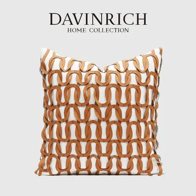 DAVINRICH H Stil Kette Geometrische Kunst Kissen Abdeckung Hohe Grade Verstecken Leder Luxus Image