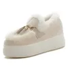 8cm echtes Leder Frauen Winter Quasten Schuhe Plattform Turnschuhe Keil absatz warmes Fell lange Plüsch Freizeit schuhe weiße Mode Stiefel