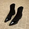 Herbst Winter Vliese Frauen Socken Stiefeletten Mode quadratischen Absatz Damen elegant halten warm kurze Stiefeletten Damenschuhe