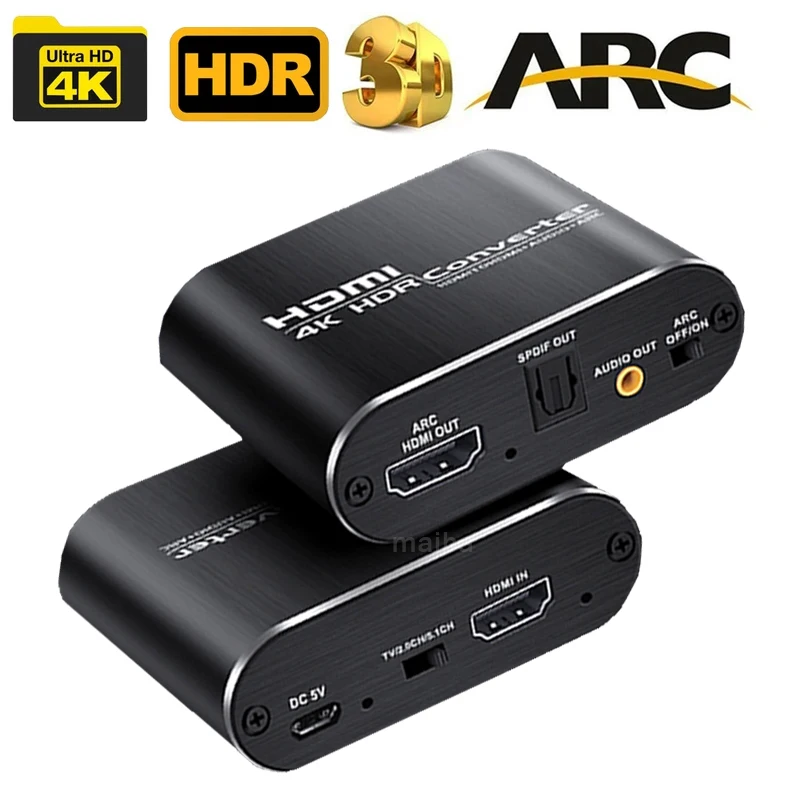 4K HDMI ARC Audio Extractor HDMI zu optisch Toslink SPDIF + 3,5 mm AUX-Buchse Stereo-Audio-Adapter ARC Return Channel Converter Image