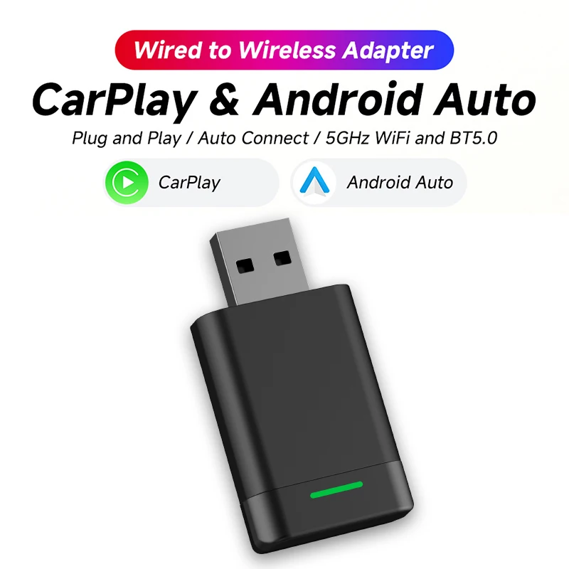 2-in-1 Android Auto und Apple Carplay Wireless Adapter - USB Plug & Play Dongle mit WLAN und WLAN, automatische Verbindung, Image