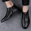 Männer Neue Top Schicht Rindsleder Schwarz High Top Stiefel Formale Kleid Schuhe Business Casual