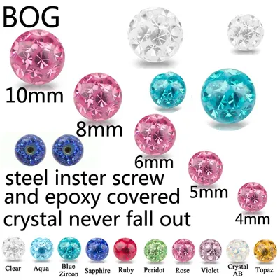 Extern Körper Schmuck Piercing Ersatz Ball- Multi Kristall Ferido Epoxy bedeckt Ball Für 16g & 14g