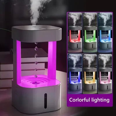 580ml Anti-Schwerkraft-Wasser tropfen be feuchter Wasser tropfen Luftbe feuchter Ultraschall Cool Mist Maker Nachtlicht be feuchter für zu Hause