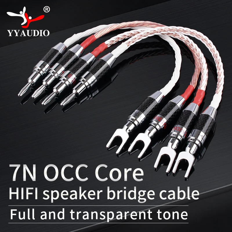 YYAUDIO 4 stücke HIFI Lautsprecher Brücke/Jumper Audio Kabel Hallo-End Hifi audio 7N OCC Banane zu Y Spaten stecker Lautsprecher Jumper Draht