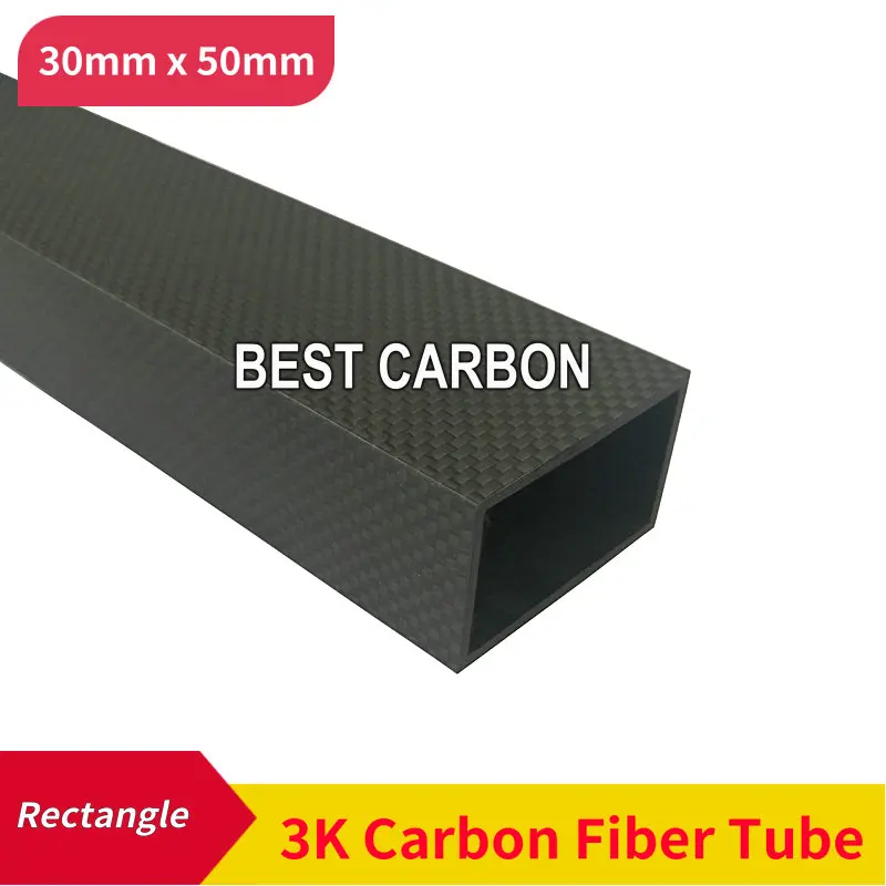 Rechteck form 30mm x 50mm x 1000mm, dicke 2mm, hohe Qualität 3K Carbon Fiber Stoff Wound/winded Rohr Image