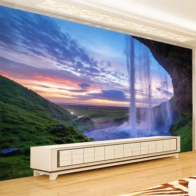 3D Tapete Schöne Sunset Wasserfall Foto Wandbild Wohnzimmer Esszimmer Hintergrund Wand Papier Image