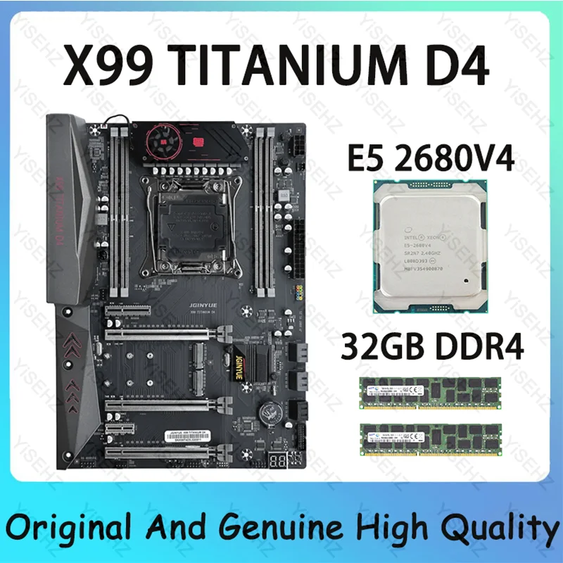 X99 Motherboard Set Intel LGA 92680-3 mit e5 2011 v4 CPU 2*16GB = 32GB 2400MHz DDR4 s m.2 nvme Sata USB 3,0 Server x99 Titan D4 Image