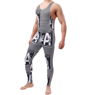 Männer Unterhemden Body Gedruckt Spaß Fitness Overall Atmungs Sexy Body Unterhemd Hause Tragen Image