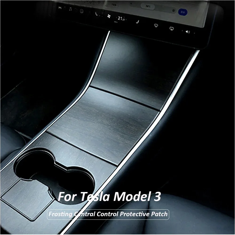 Auto Center Konsole Aufkleber Wrap Abdeckung Innen Dekoration Wrap Zentrale Bedienfeld Schutz Patch Für Tesla Model3 2017-2022 Image