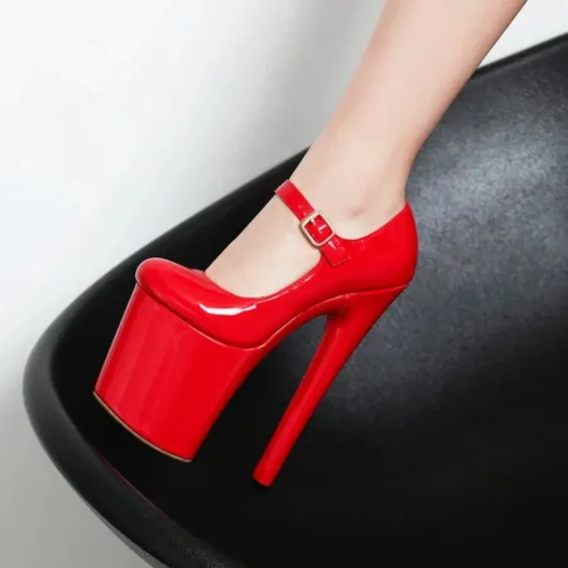 2025 neue Nachtclub Laufsteg Schuhe Runden Kopf 20 CM Super High Heel Plattform frauen Schuhe Sexy Flacher Mund super High Heel Schuhe