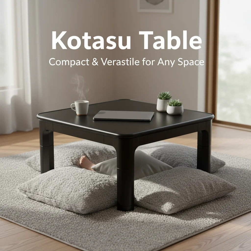 Japanische Kotatsu-Tischbeine, faltbar, wendbar, schwarz/weiß, Wohnzimmermöbel, Fußwärmer, beheizter niedriger Couchtisch Image
