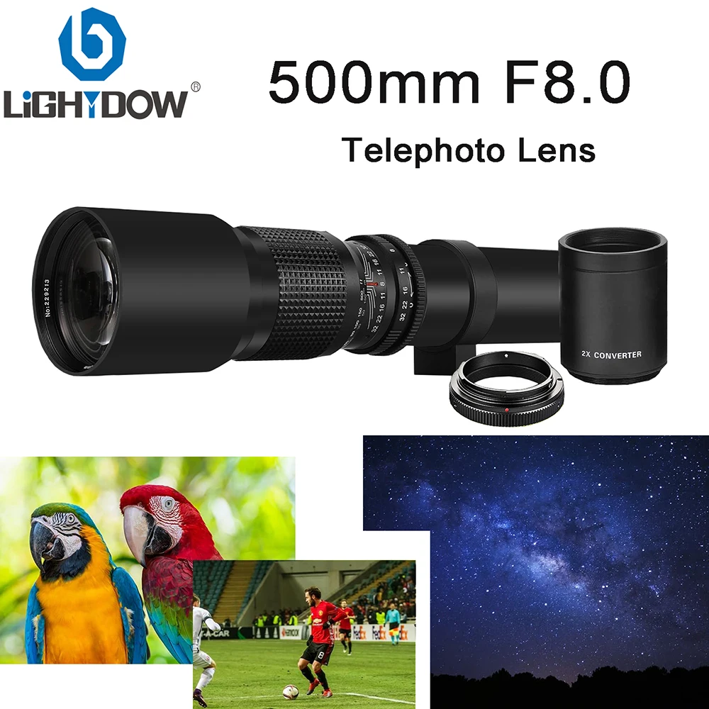 Light dow 500mm f2.0 Teleobjektiv mit manuellem Fokus und 2x Konverter für Nikon D7100 D750 D90 D850 D3400 D5600 D5500 D5300 D7000 Image