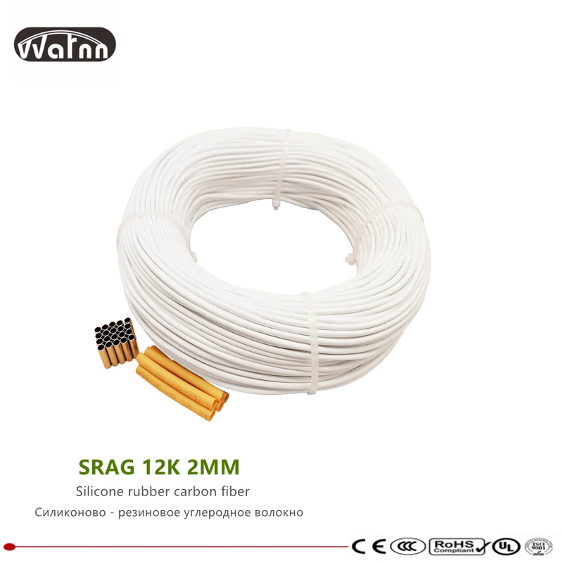 Heizdraht aus Silikonkautschuk-Kohle faser 10 bis 100 Meter srag 12k 2mm Heizdraht, neues hochwertiges Infrarot-Heiz kabel