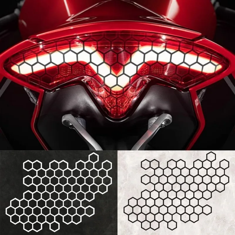 Waben muster Motorrad Aufkleber wasserdicht DIY Motorrad Rücklicht Seitenwände Verkleidung Roller Vinyl Aufkleber coole Dekoration Image