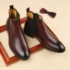 Echtes Leder Männer Stiefel Vintage Stil High Top Kleid Schuhe Männer Mode Lässig chelsea stiefel