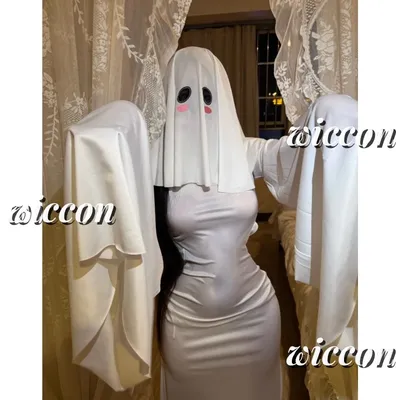 Sexy niedlichen weiblichen Geist Cosplay Kostüm Halloween Angst Gesicht Kap schreien Kostüm Image