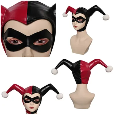 Quinzel Cosplay Maske Hut Augen maske Erwachsene Frauen Kopf bedeckung Helm Maskerade Halloween Image